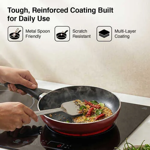 Prestige Omega Deluxe Aluminium Induction Base Non-Stick Fry Pan, 20cm (Red) - Alternate View